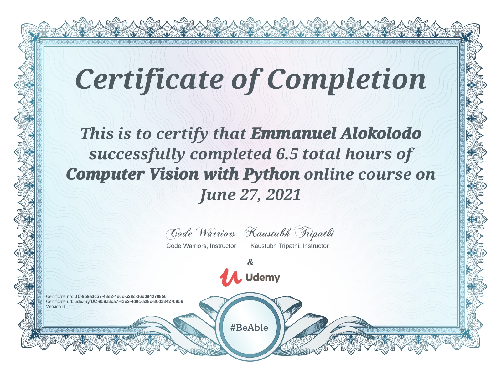 Computer Vision Cert